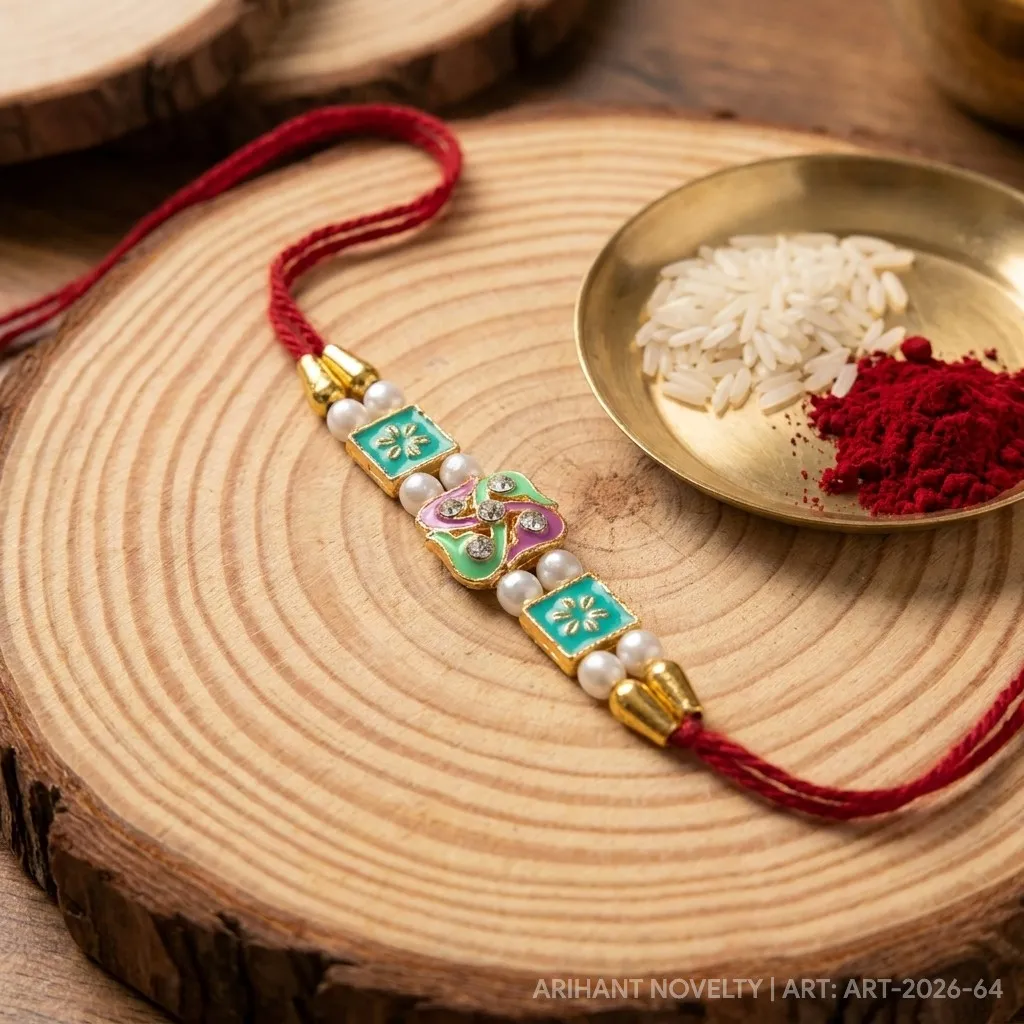 Teal OM Meenakari Pearl view 3