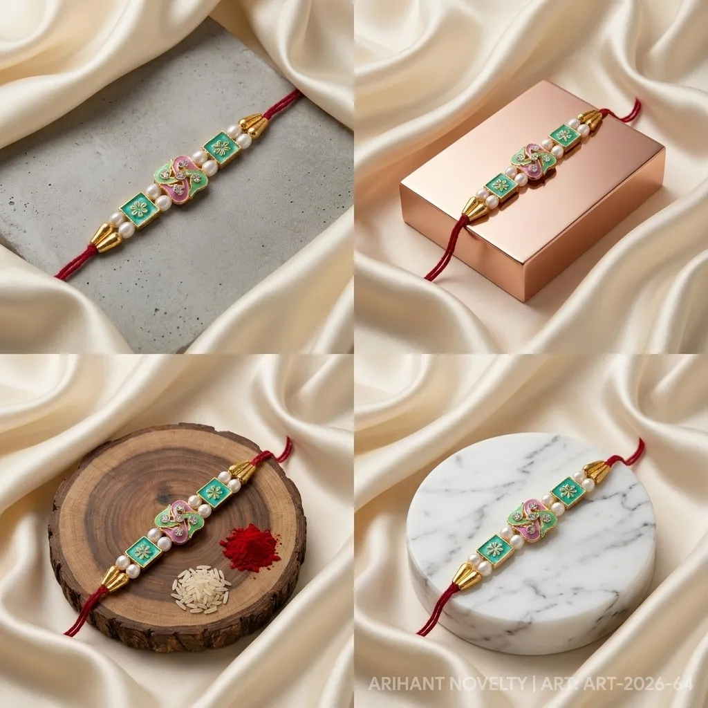 Teal OM Meenakari Pearl view 5