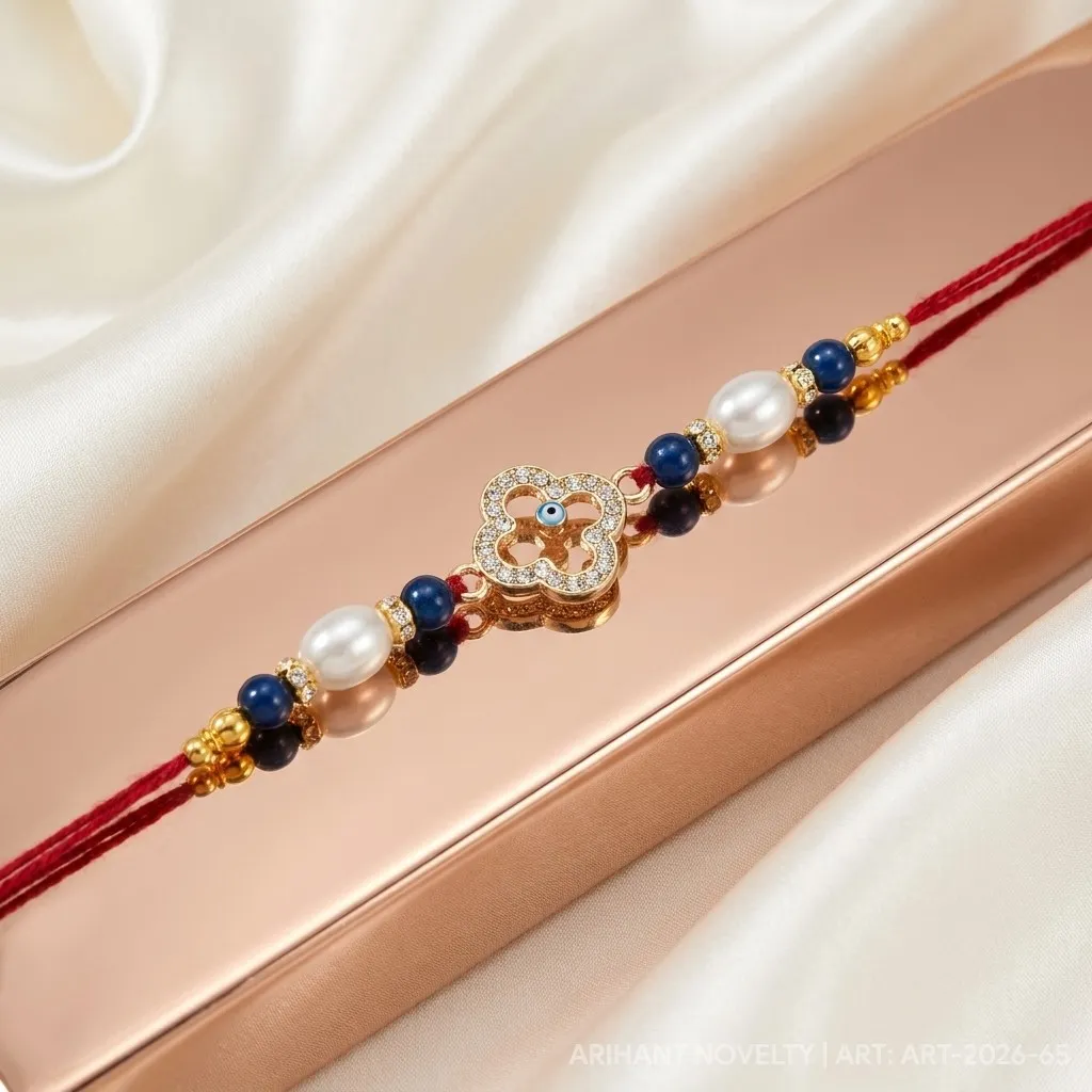 Clover Eye Nazar Pearl Rakhi view 2