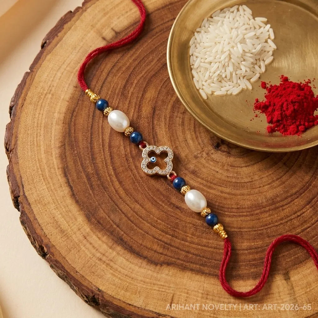 Clover Eye Nazar Pearl Rakhi view 3