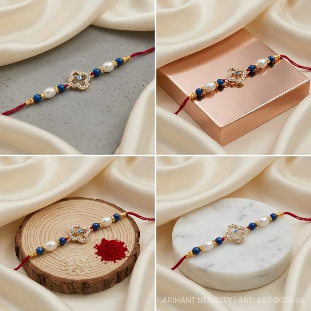 Clover Eye Nazar Pearl Rakhi view 5