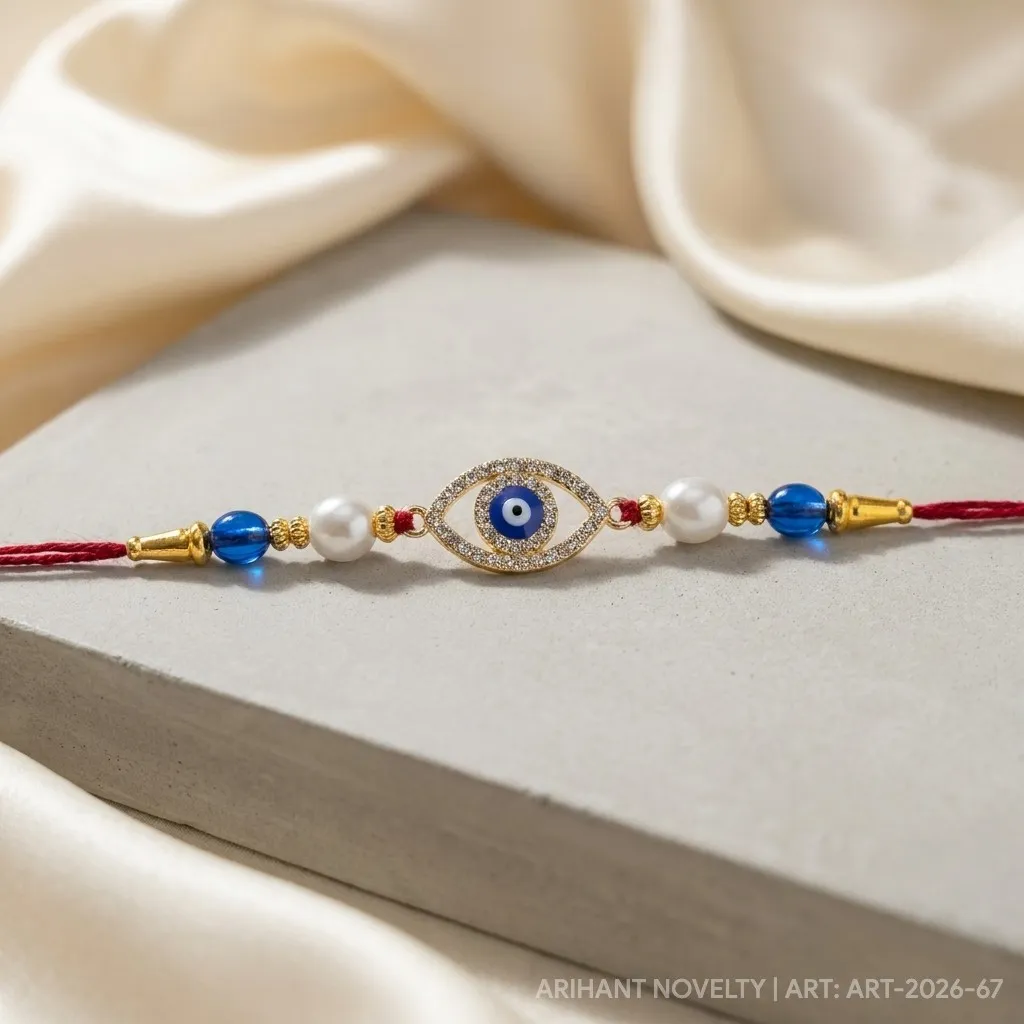 Diamond Pavé Evil Eye Almond – handmade Evil Eye rakhi from Bikaner by Arihant Novelty