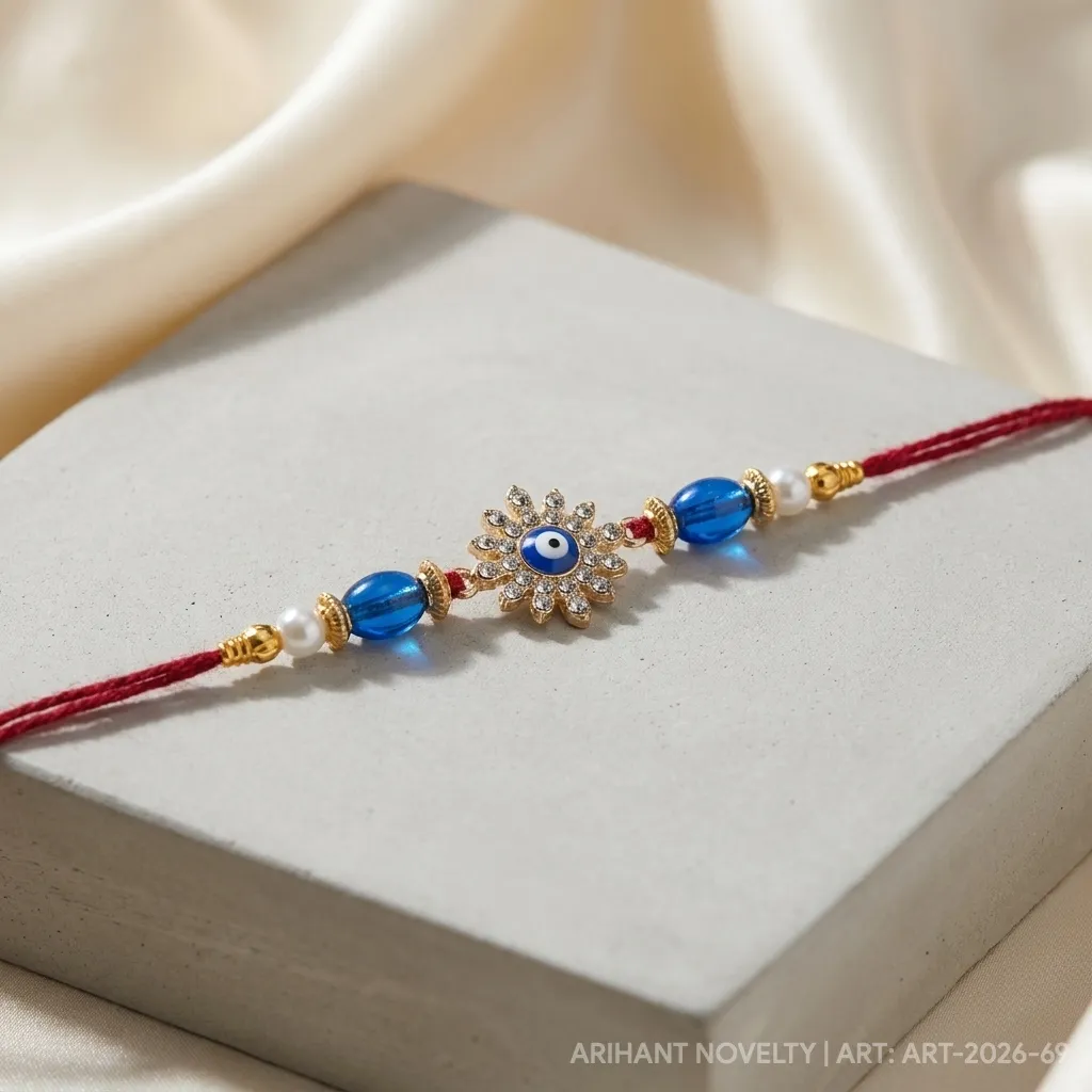 Evil Eye Sunflower – handmade Evil Eye rakhi from Bikaner by Arihant Novelty