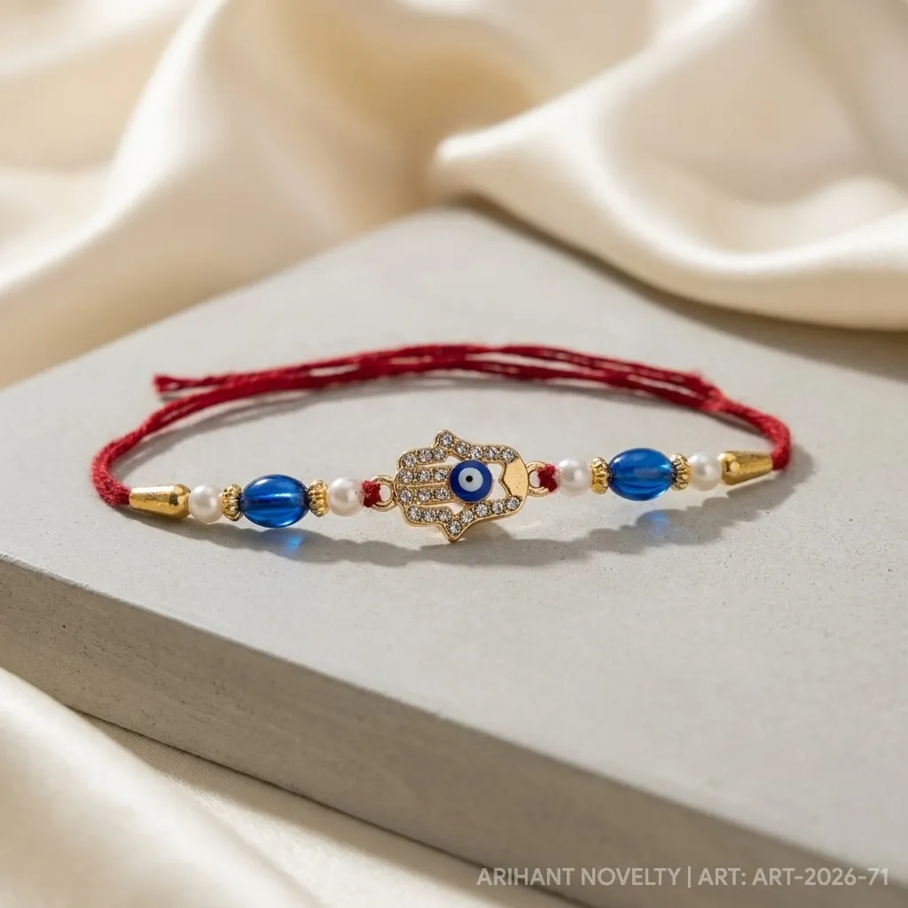 Hamsa Nazar Rakhi – handmade Evil Eye rakhi from Bikaner by Arihant Novelty