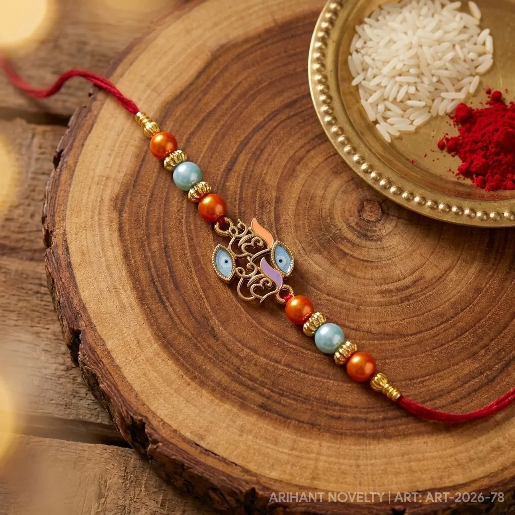 Radhe Radhe Devotional Rakhi view 3
