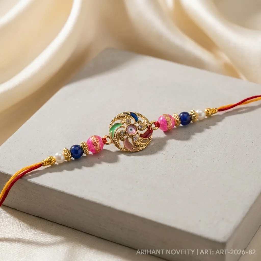 Filigree Scroll Evil Eye – handmade Evil Eye rakhi from Bikaner by Arihant Novelty