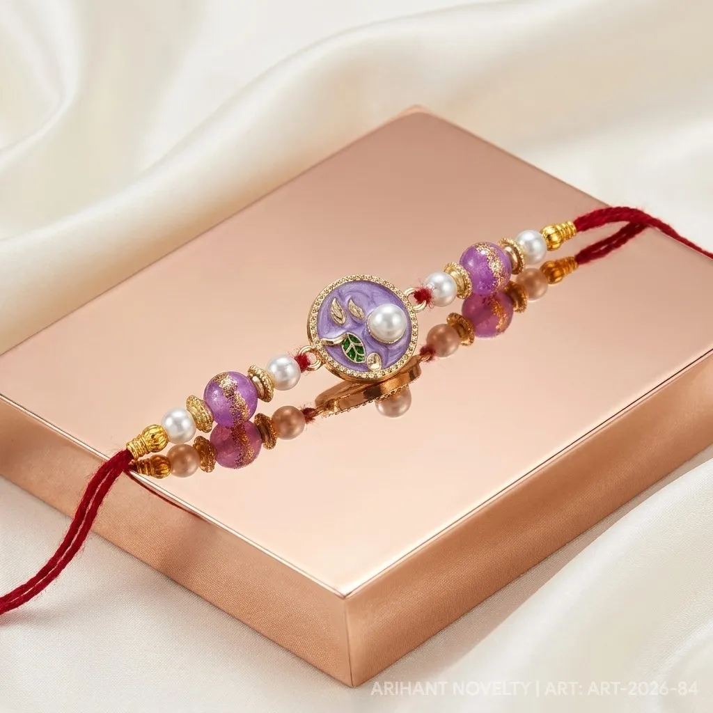 Lavender Shimmer Pearl Rakhi view 2