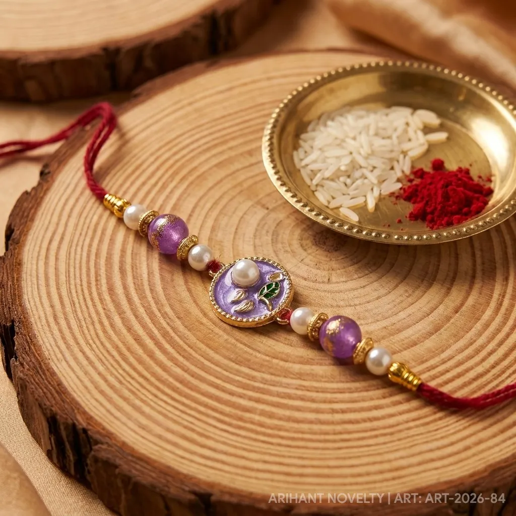 Lavender Shimmer Pearl Rakhi view 3