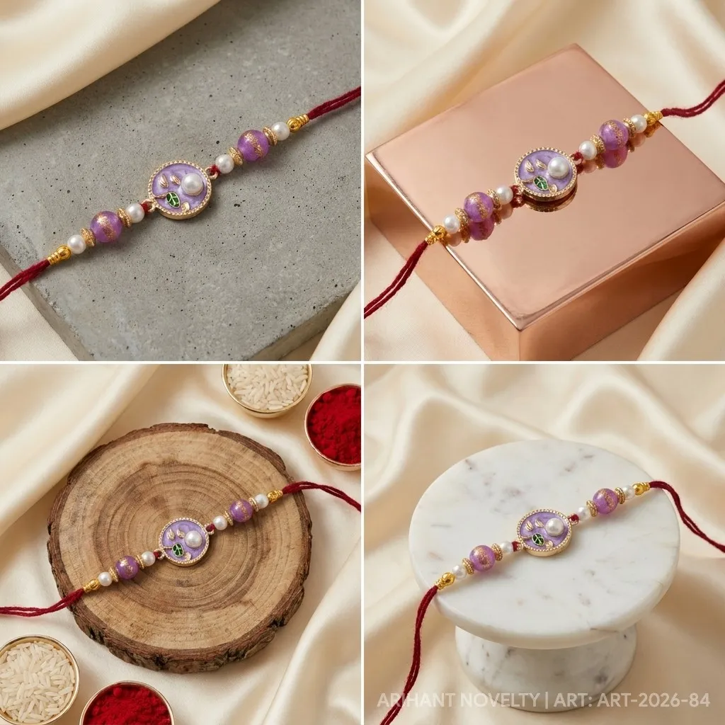 Lavender Shimmer Pearl Rakhi view 5