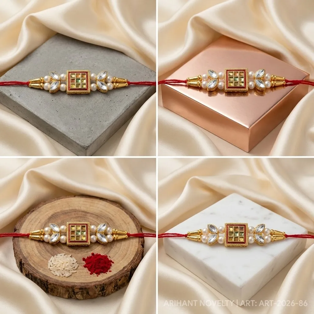 Multicolour Mirror Kundan Grid view 5