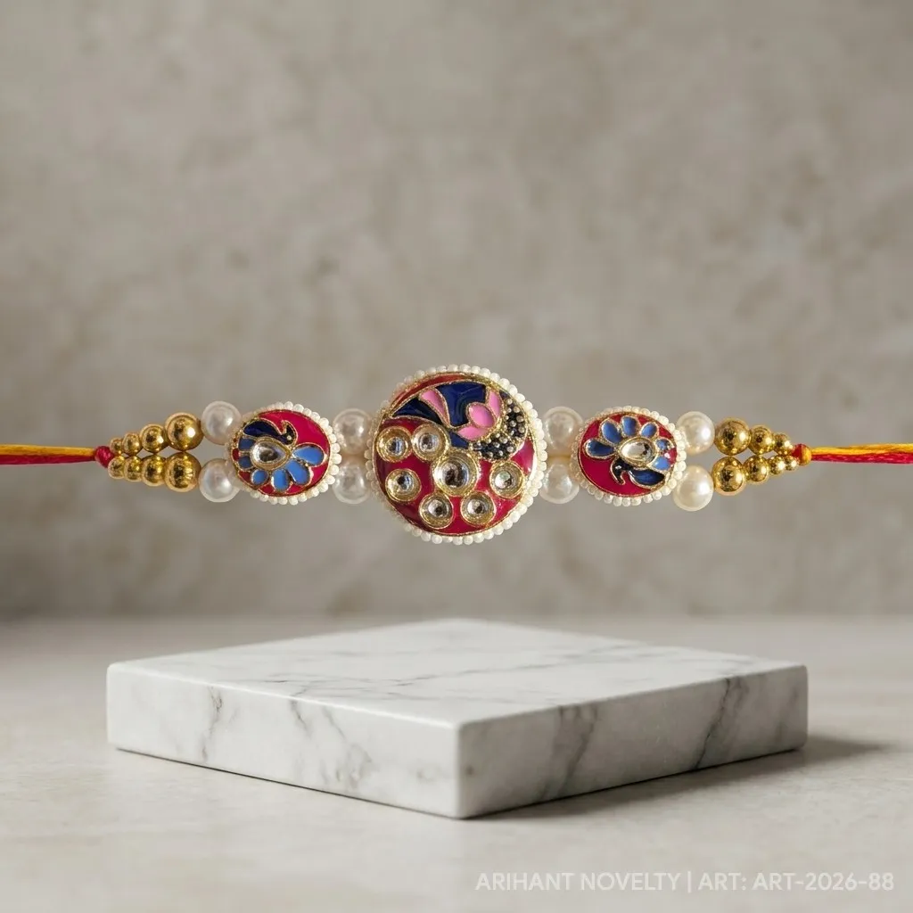 Pink Peacock Meenakari Triple view 4