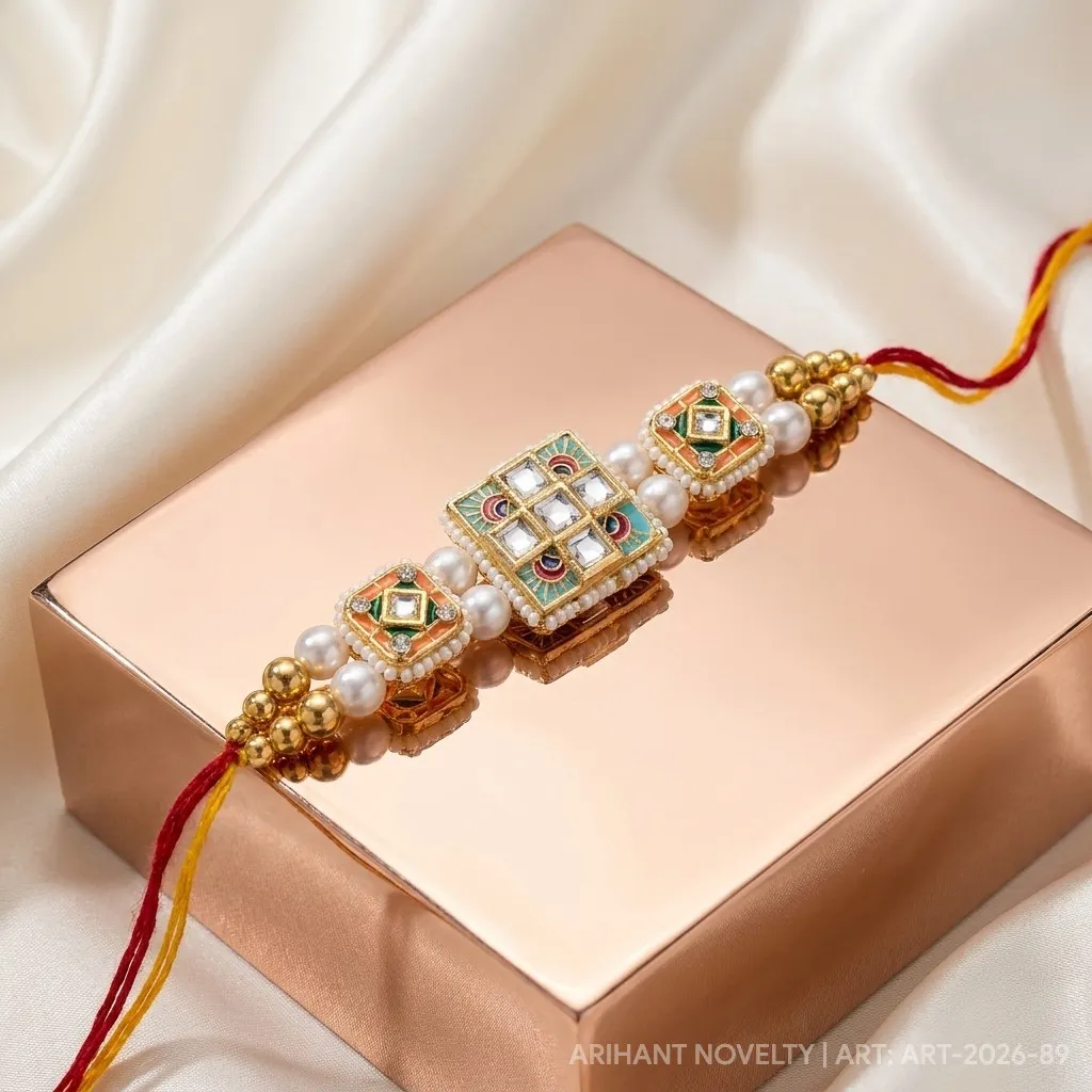 Triple Meenakari Kundan Square view 2