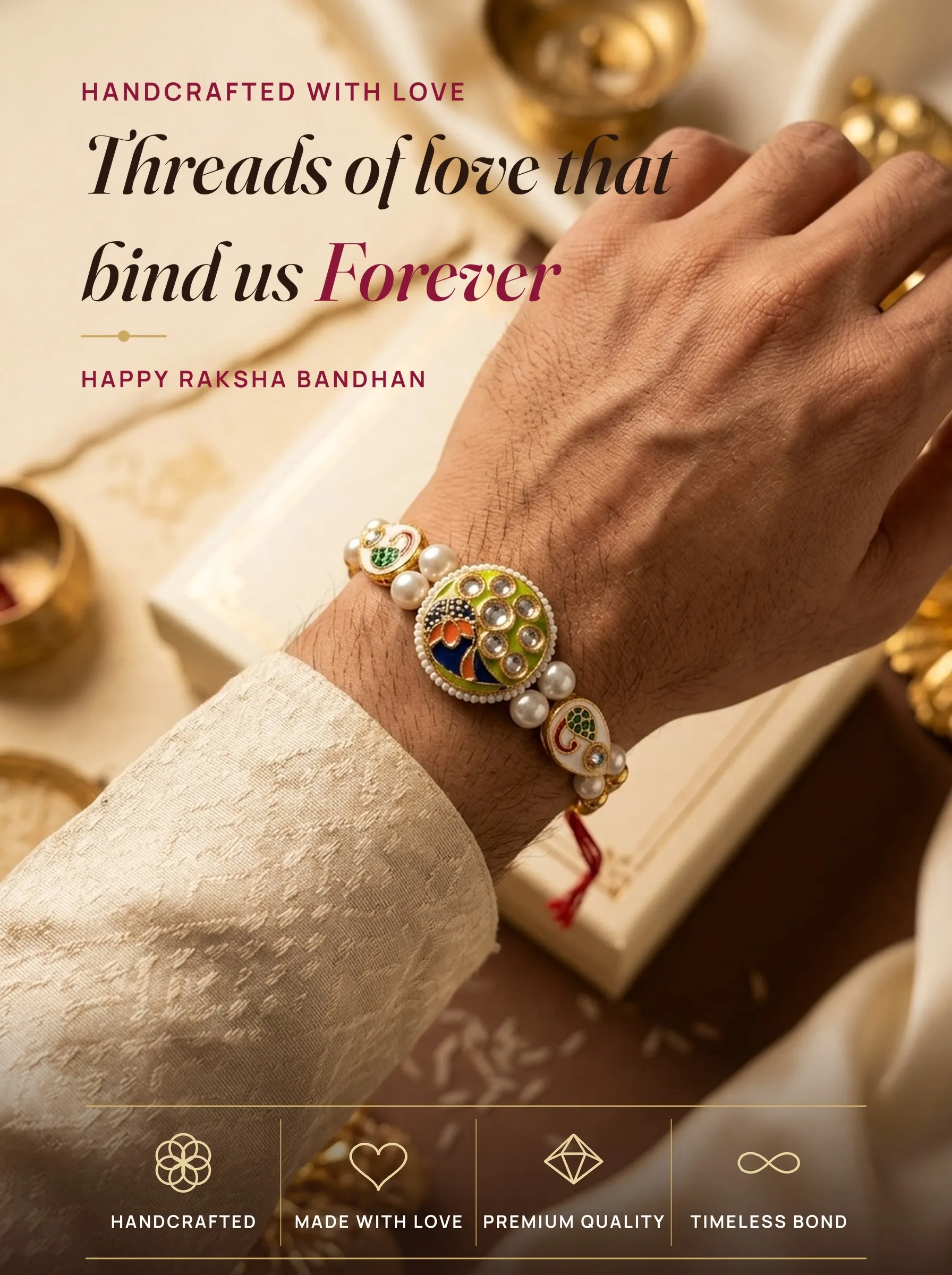 Grand Circular Peacock Meenakari – handmade Statement rakhi from Bikaner by Arihant Novelty