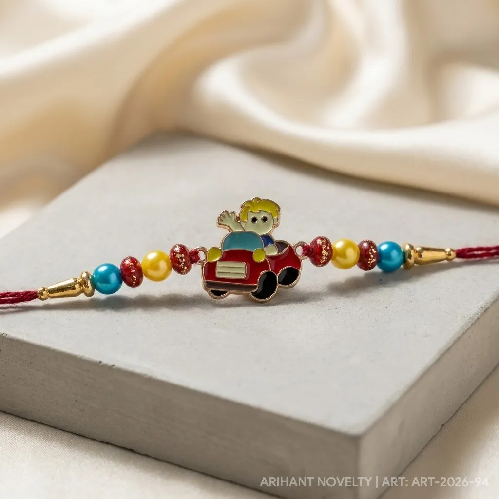 Boy in Red Car Rakhi – handmade Kids rakhi from Bikaner by Arihant Novelty