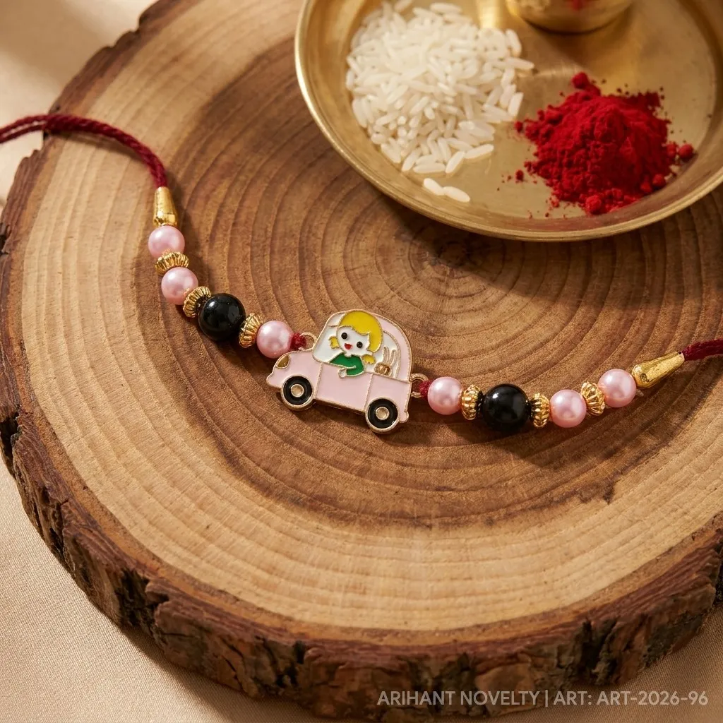 Girl in Pink Car Rakhi view 3