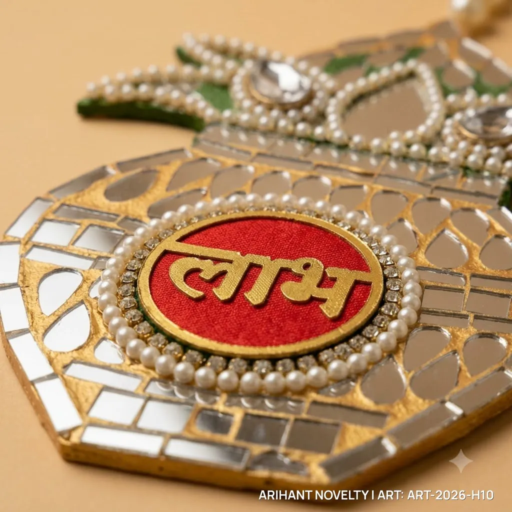 Kalash Mirror Shubh-Labh Door Hanging Pair – handmade Hangings rakhi from Bikaner by Arihant Novelty