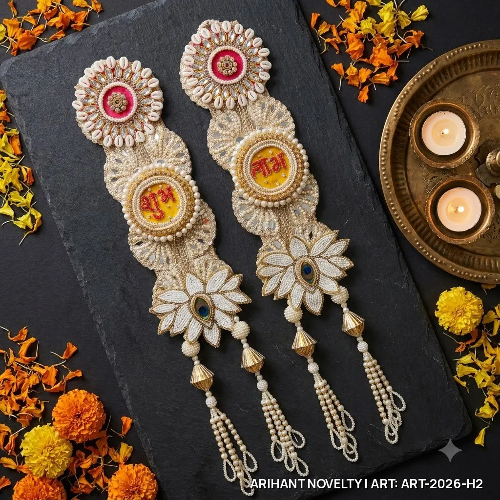Shubh Labh Cowrie Door Hanging Pair – handmade Hangings rakhi from Bikaner by Arihant Novelty