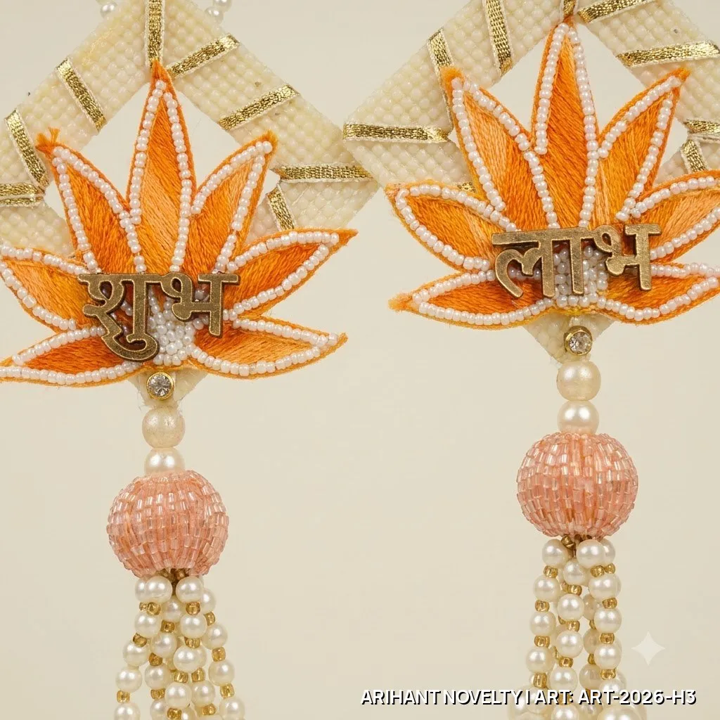 Shubh-Labh Lotus Hanging Pair – handmade Hangings rakhi from Bikaner by Arihant Novelty