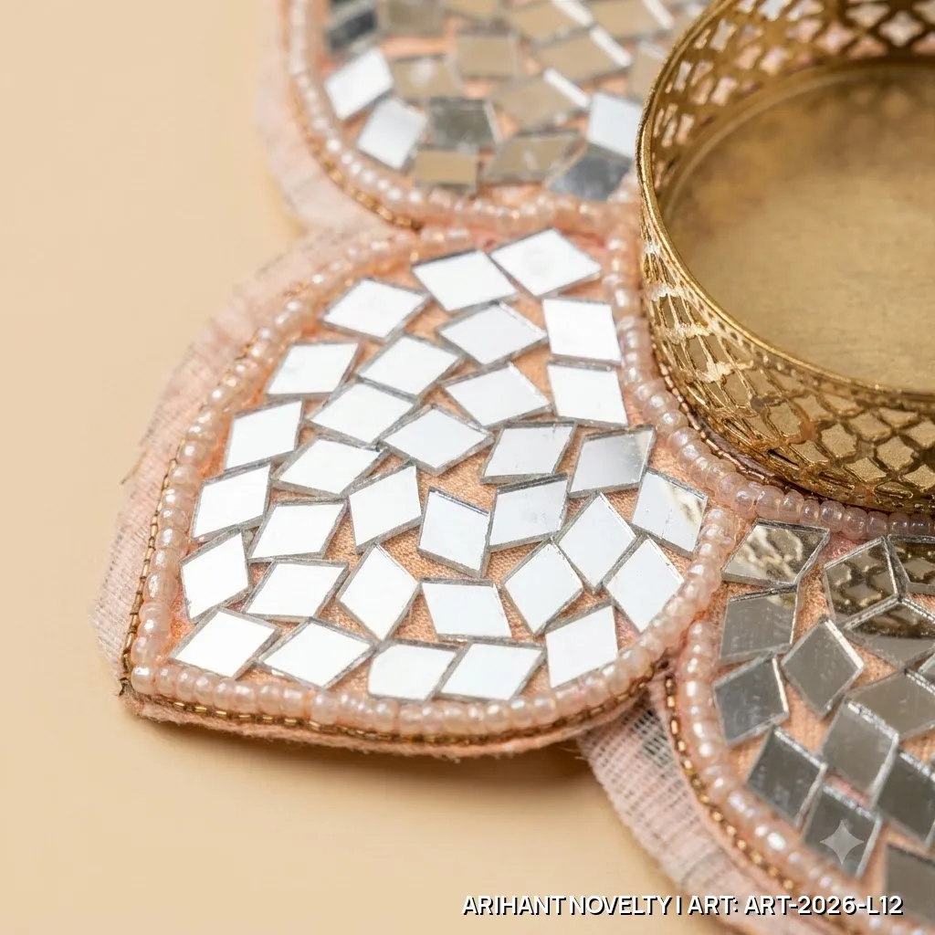 Silver Mirror Petal Tea-Light Holder Set of 4 – handmade Tea Light Holder rakhi from Bikaner by Arihant Novelty