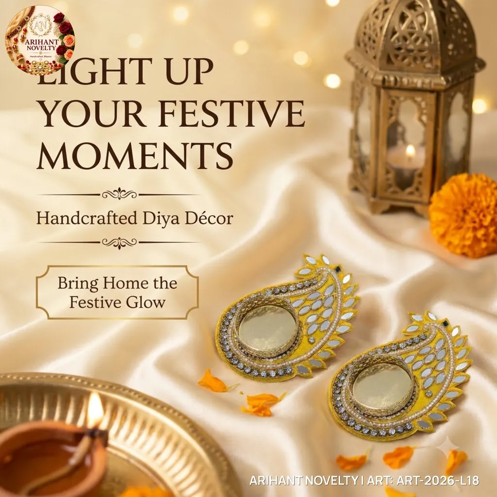 Golden Mirror Paisley Tea-Light Holder Pair