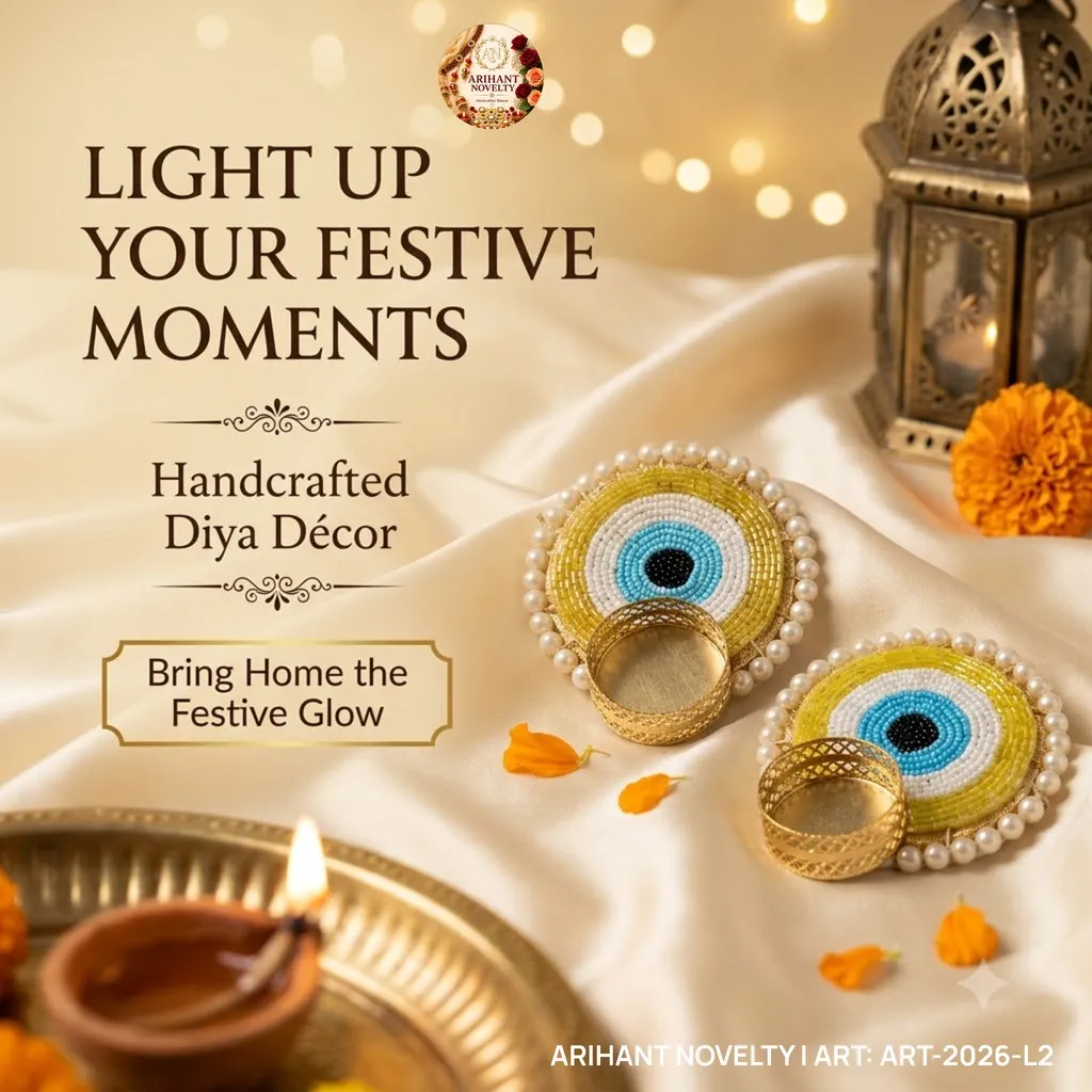 Evil Eye Brass Cup Tea-Light Pair – handmade Tea Light Holder rakhi from Bikaner by Arihant Novelty