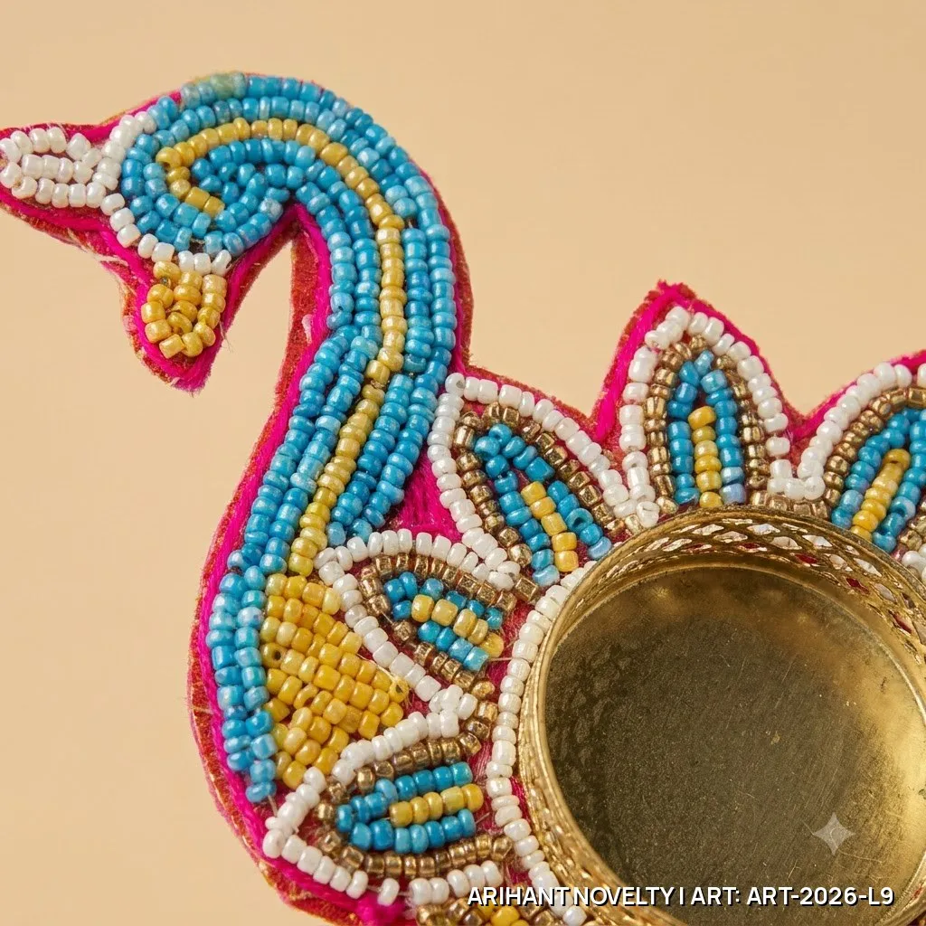 Beaded Peacock Tea-Light Holder Set of 4 – handmade Tea Light Holder rakhi from Bikaner by Arihant Novelty