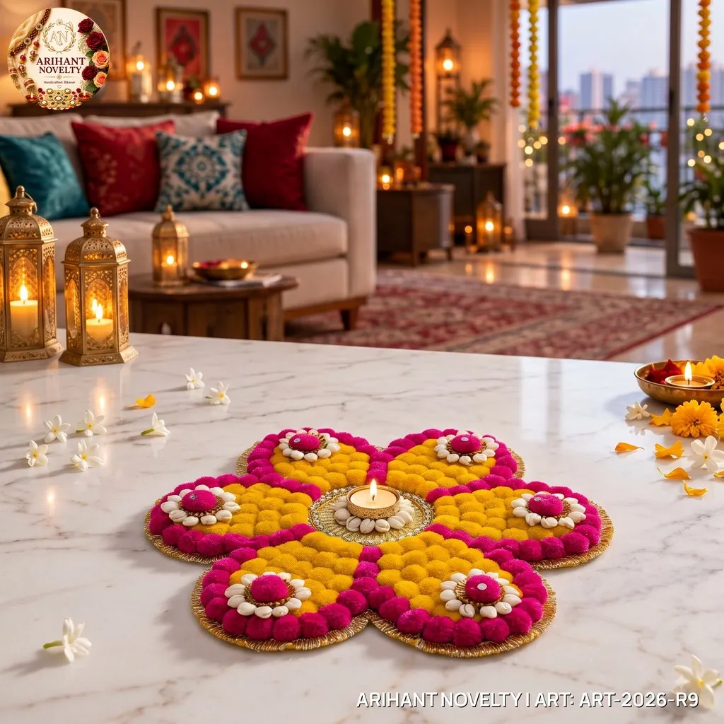 Pom-Pom Flower Rangoli