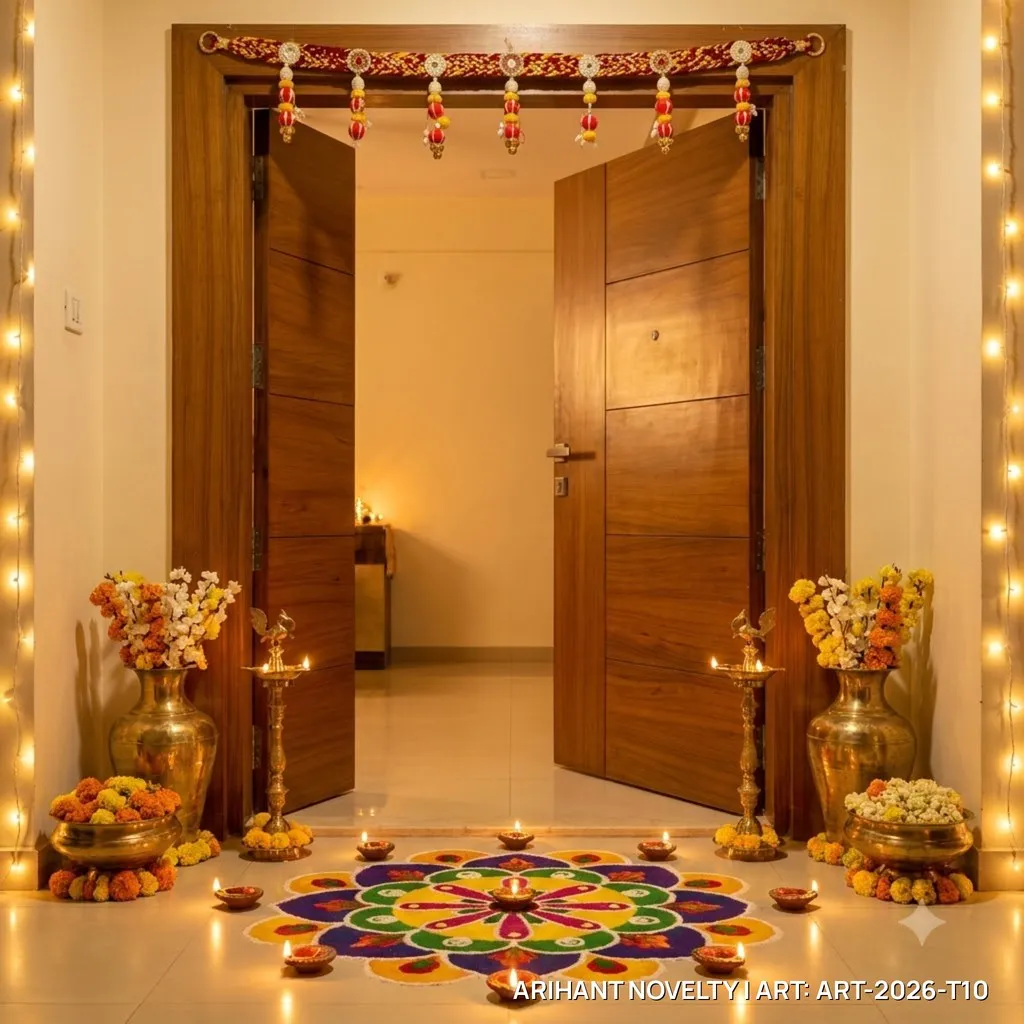 Braided Rope Toran with Mirror Medallions – handmade Toran rakhi from Bikaner by Arihant Novelty