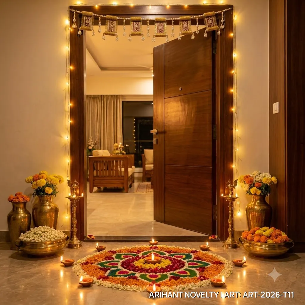 Zari Scroll Panel Toran with Pearl Tassels – handmade Toran rakhi from Bikaner by Arihant Novelty