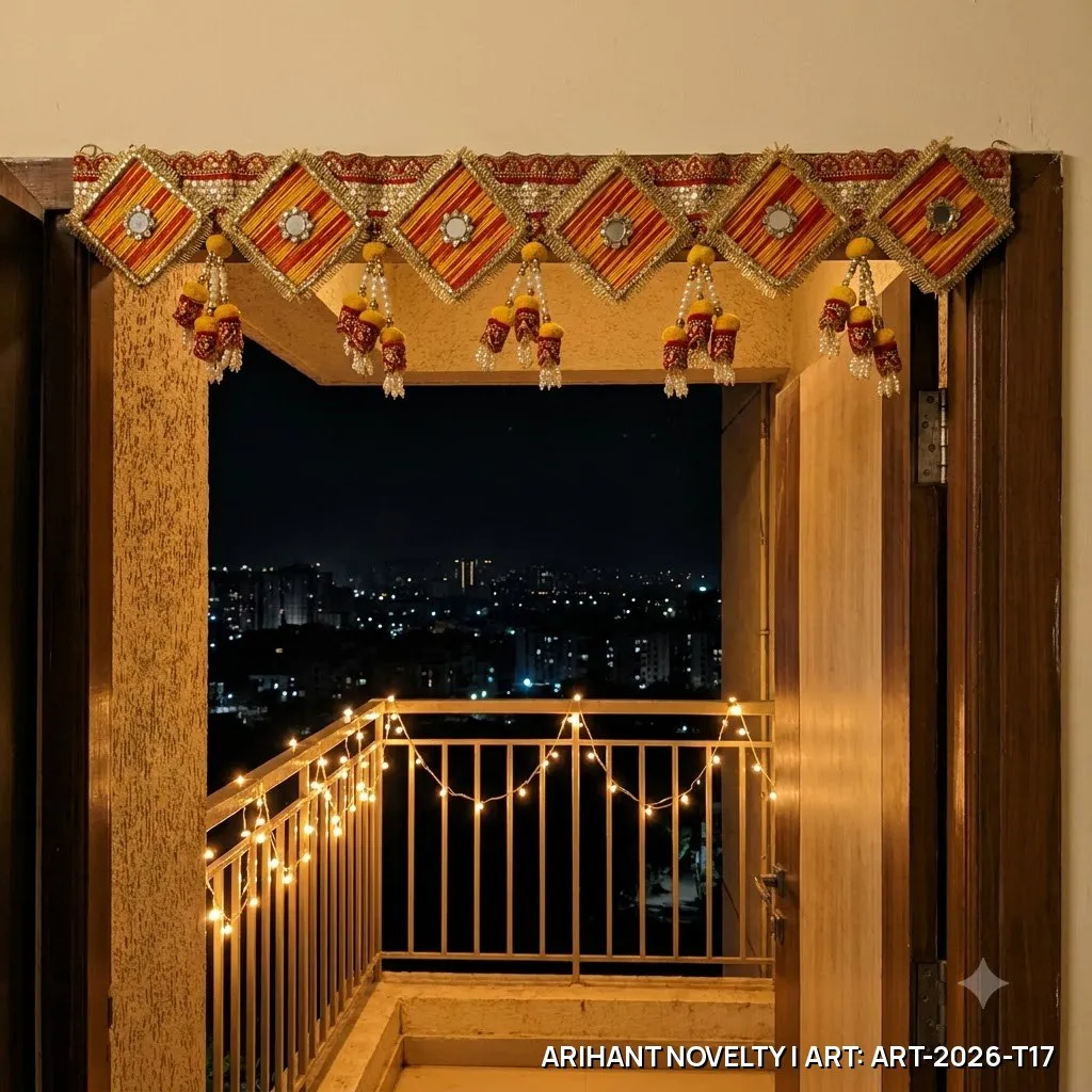 Rustic Mirror Diamond Panel Toran – handmade Toran rakhi from Bikaner by Arihant Novelty