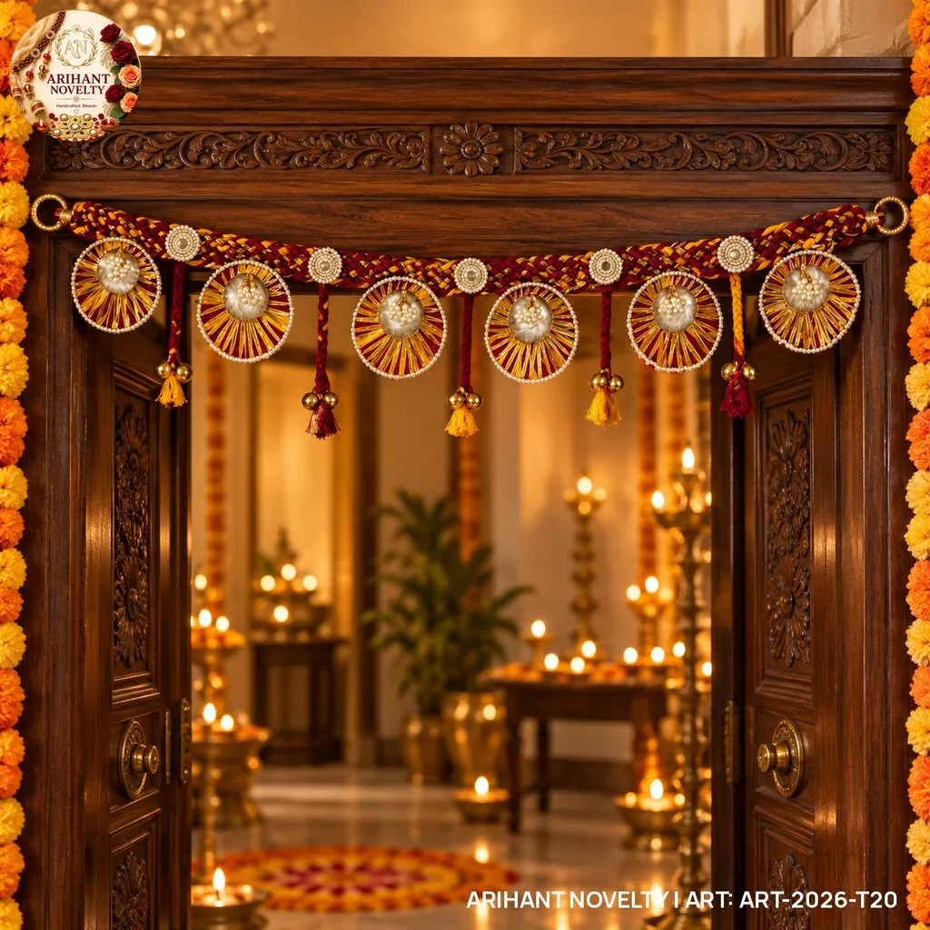 Braided Rope Mustard Sunburst Toran – handmade Toran rakhi from Bikaner by Arihant Novelty