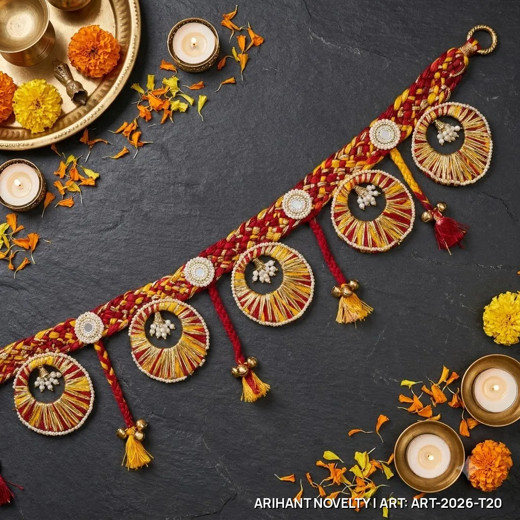 Braided Rope Mustard Sunburst Toran – handmade Toran rakhi from Bikaner by Arihant Novelty