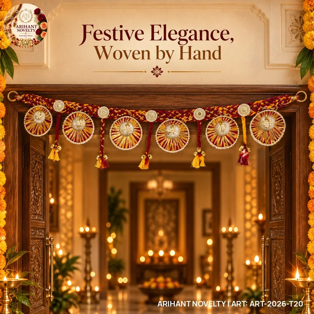 Braided Rope Mustard Sunburst Toran – handmade Toran rakhi from Bikaner by Arihant Novelty