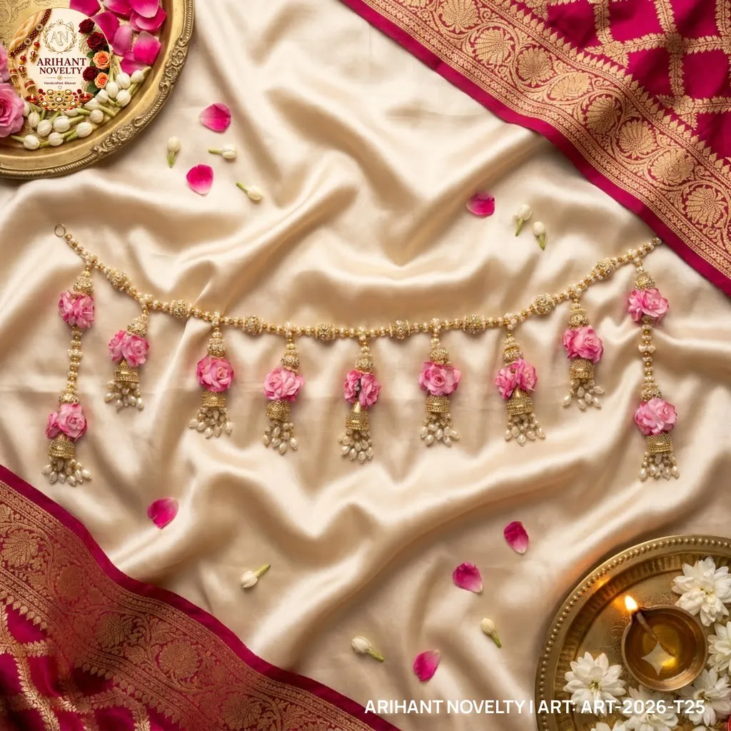 Pink Rose Pearl Jhumka Toran