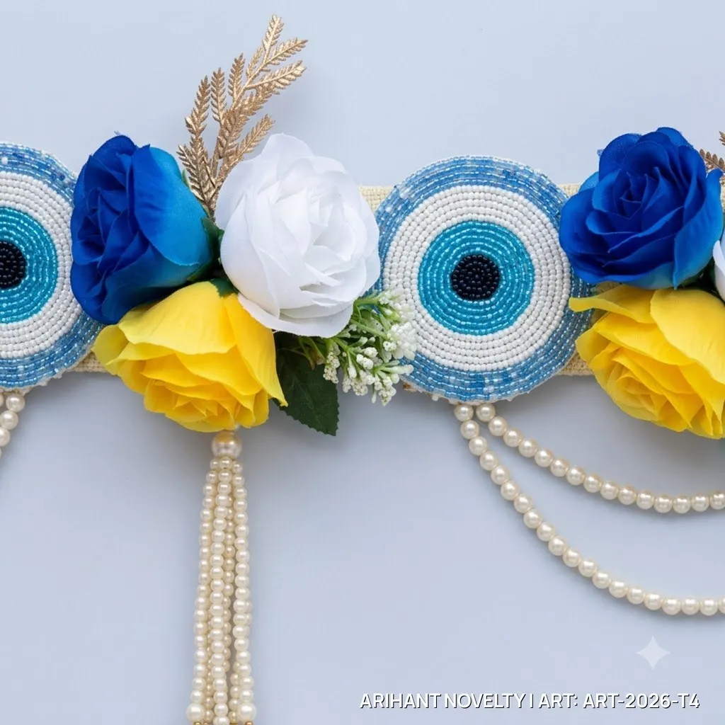 Royal Blue Evil Eye Toran with Side Drops – handmade Toran rakhi from Bikaner by Arihant Novelty