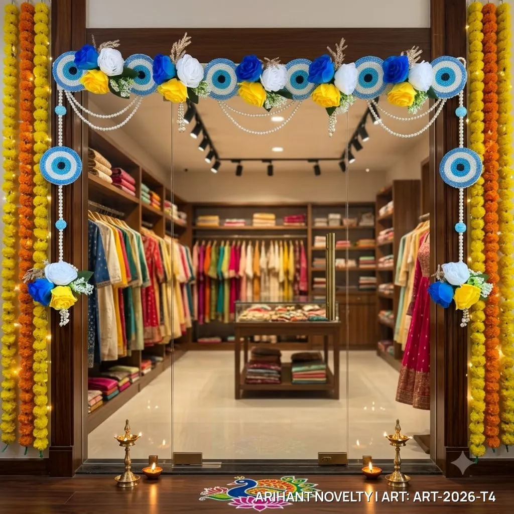 Royal Blue Evil Eye Toran with Side Drops – handmade Toran rakhi from Bikaner by Arihant Novelty