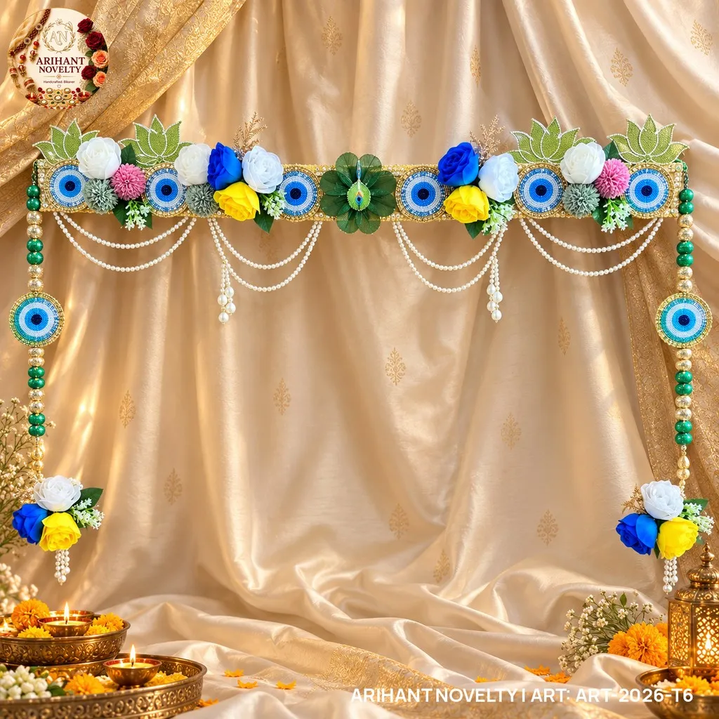 Sage Bloom Green Bead Toran – handmade Toran rakhi from Bikaner by Arihant Novelty
