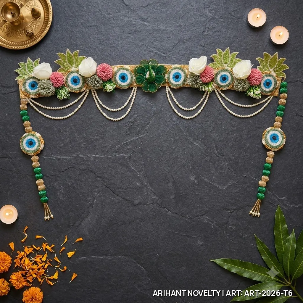 Sage Bloom Green Bead Toran – handmade Toran rakhi from Bikaner by Arihant Novelty