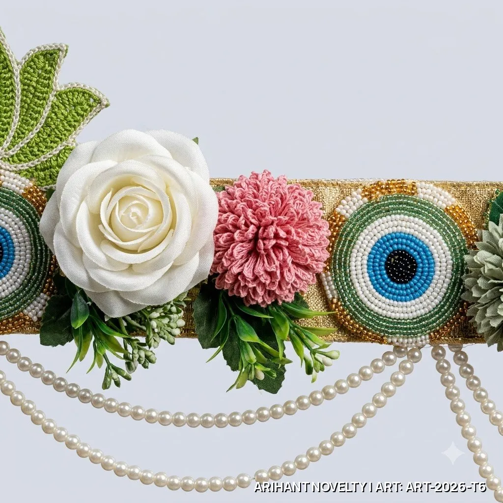 Sage Bloom Green Bead Toran – handmade Toran rakhi from Bikaner by Arihant Novelty