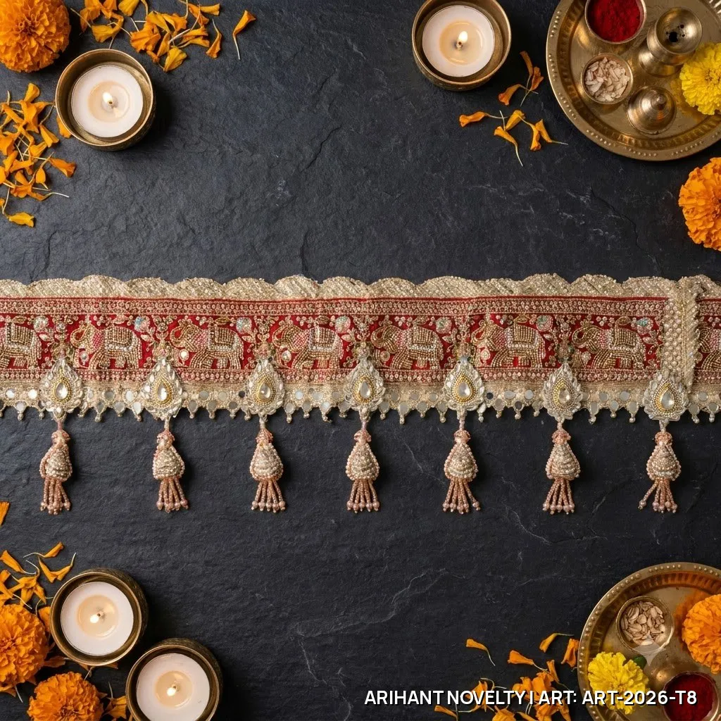 Red Lotus Marigold Toran – handmade Toran rakhi from Bikaner by Arihant Novelty