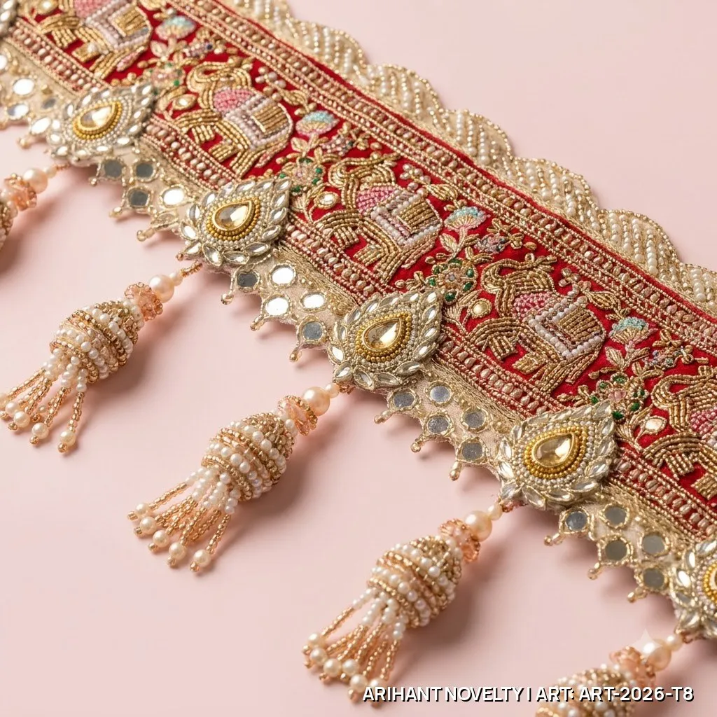 Red Lotus Marigold Toran – handmade Toran rakhi from Bikaner by Arihant Novelty